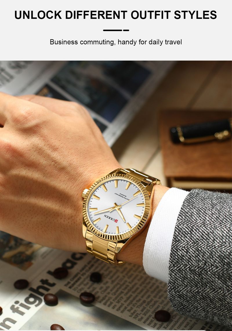 Orologio da uomo classico rotondo in acciaio inossidabile con vetro minerale, movimento al quarzo, resistente all'acqua, orologio da polso casual da lavoro_voghion.com