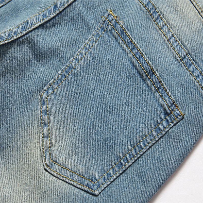 Kinderbekleidung Jungenjeans Gerade geschnittene zerrissene Hose Stretchjeans_voghion.com