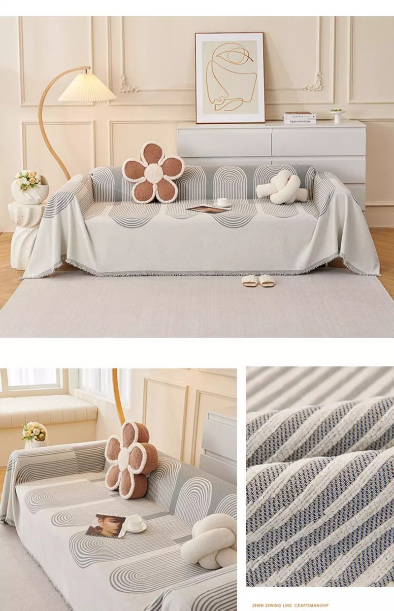 Housse de canapé monobloc - Tissu extensible épais toutes saisons, ajustement universel pour canapés/causeuses (antidérapant, lavable en machine)_voghion.com