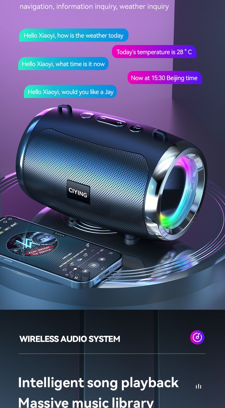 Tragbarer Hi-Fi-Bluetooth-Lautsprecher mit Geräuschunterdrückung, für den Außenbereich, für Zuhause, Desktop-Subwoofer, Mini-Lautsprecher, unterstützt Karteneinfügung, RGB_voghion.com