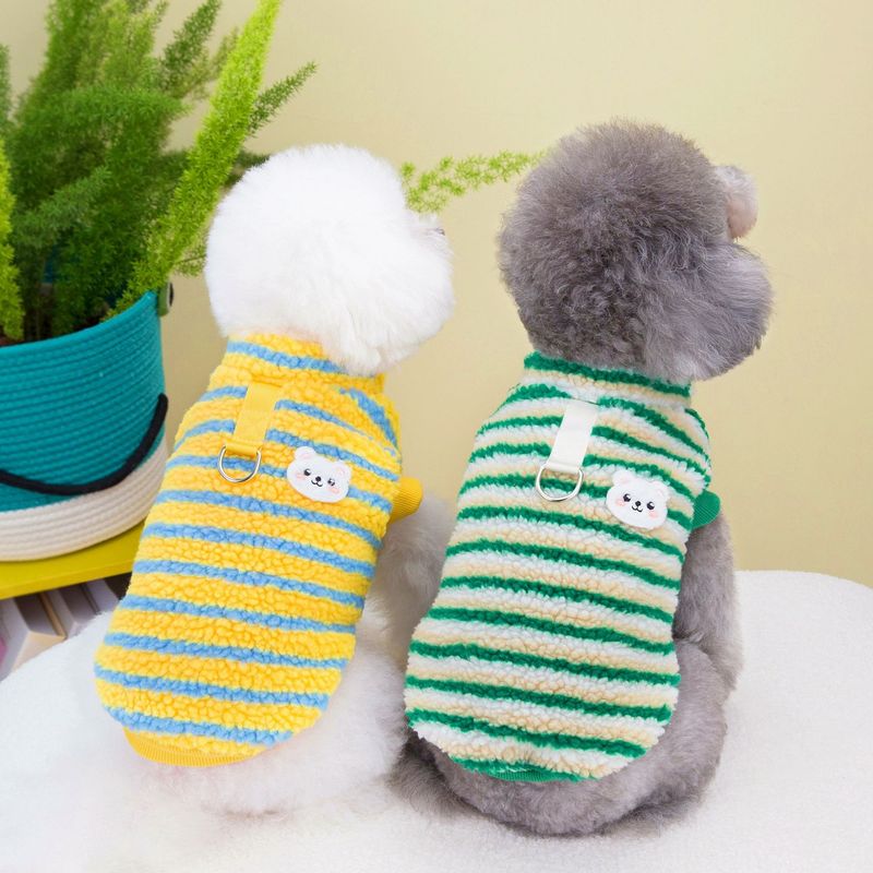 Cane Autunno e Teddy Gatto, Abbigliamento invernale per animali domestici, 23 vestiti di velluto a righe colorate di agnello_voghion.com