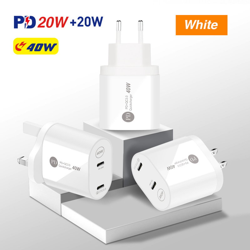 PD40W ātrs mobilā tālruņa lādētājs-c tips PD divu portu daudzfunkcionāls Lielbritānijas standarta ātruma adaptera uzlādes galviņa_voghion.com