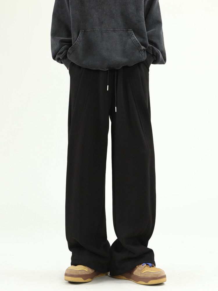 Men's Deconstructed Streetwear Pants – High-Waisted Wide-Leg Joggers (Dragged Hem, Elastic Waist, Lightweight, M-3XL)_voghion.com