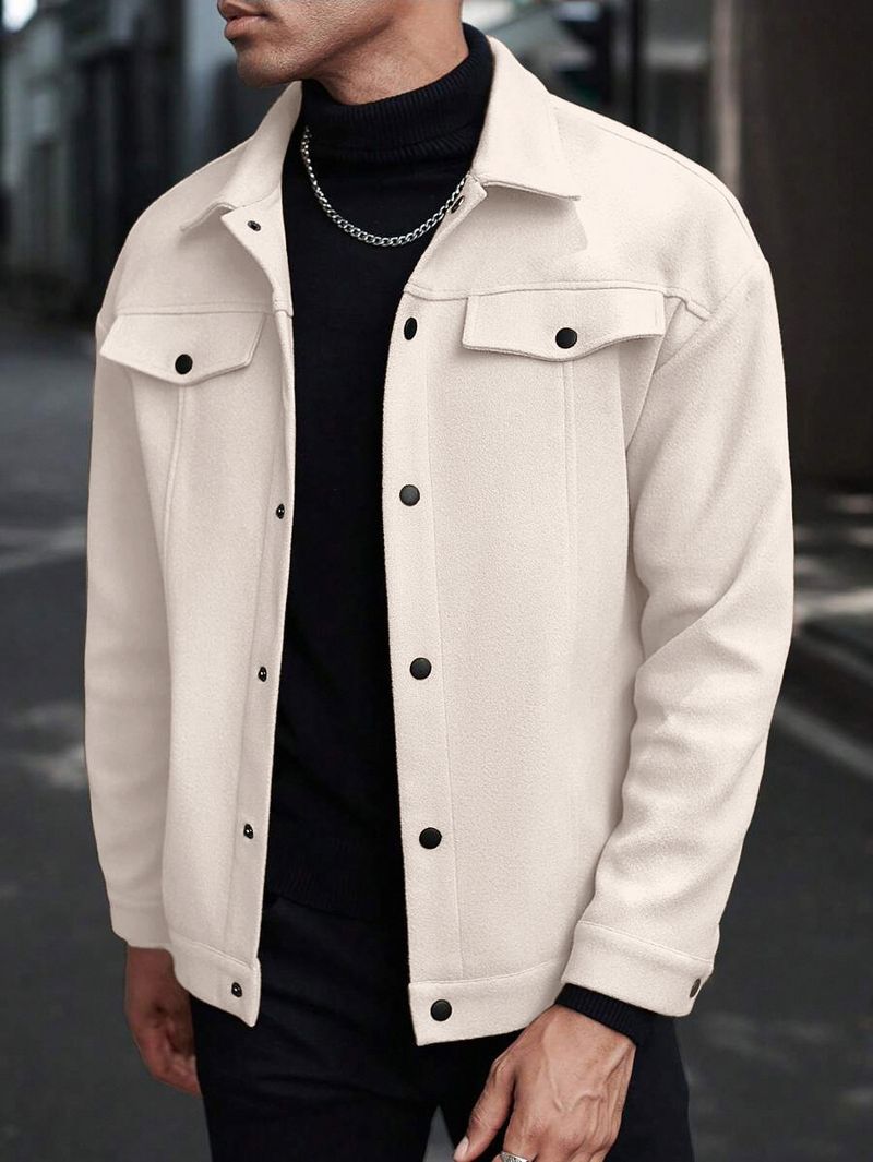 Cross-Border Foreign Trade Autumn Winter New Warm Woolen Casual Button Jacket Coat Men's Sports Business Outing Style_voghion.com