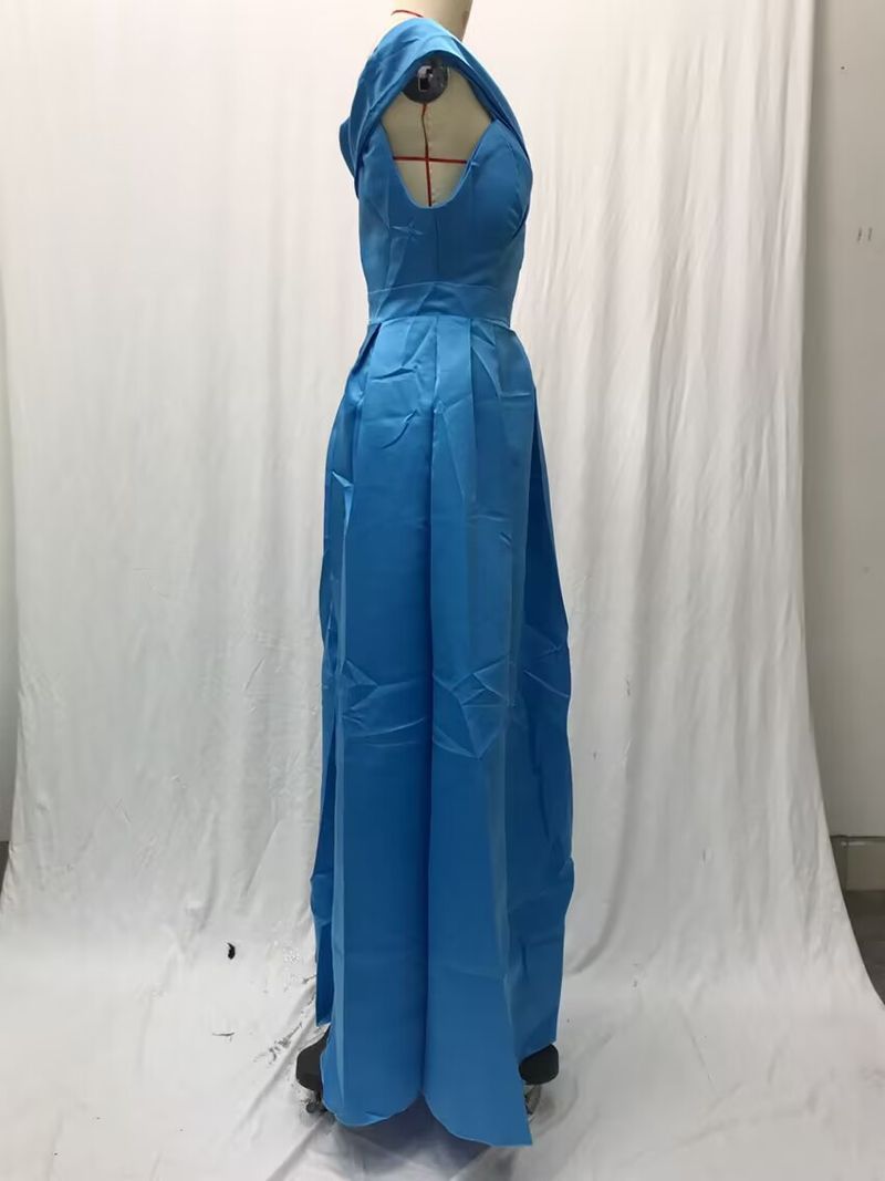 Women's deep V-neck ebay satin multi-color dress_voghion.com