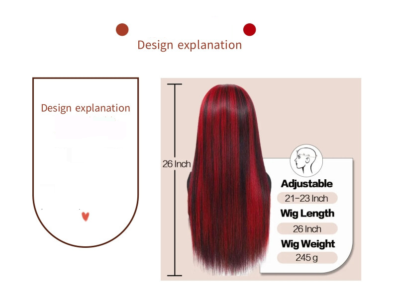 Haarverlängerungen Perücken Perücke Weiblich Rot Und Schwarz Farbe 13*4 Spitze Langes Glattes Haar Humanhairwig Volles Echthaar Perücke Set Cos_voghion.com