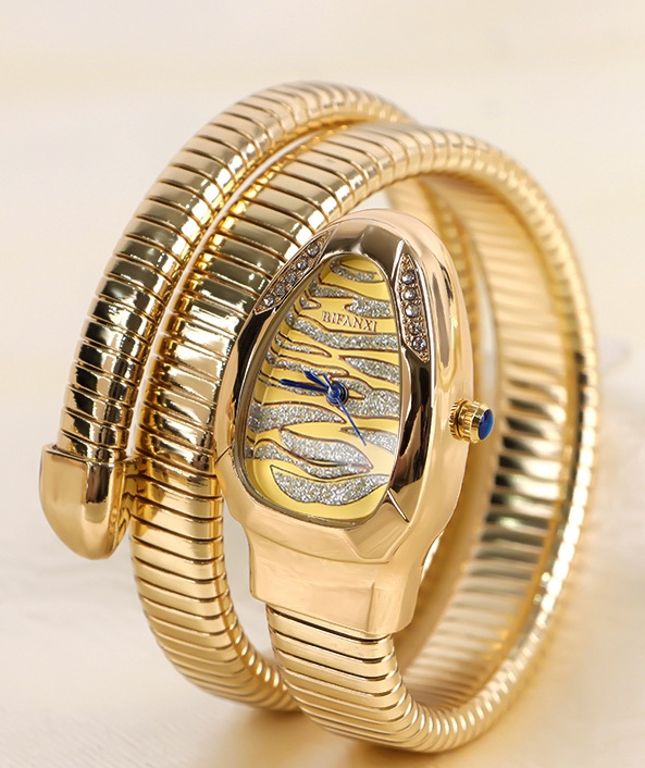 BIFANXI snake bracelet watch, women's niche light luxury watch, two-circle creative quartz watch personalized bracelet watch_voghion.com