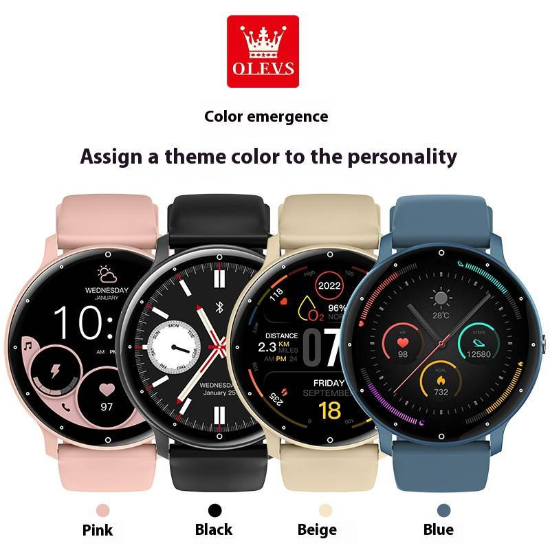 Reloj inteligente Olysee con pantalla HD de 1,28", monitor de frecuencia cardíaca, monitor de actividad física, resistente al agua, llamadas Bluetooth y seguimiento del sueño._voghion.com