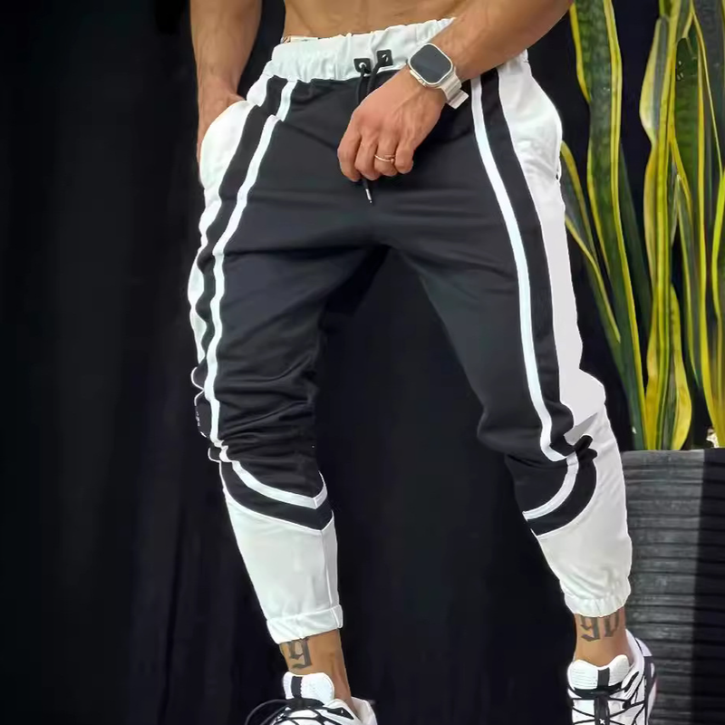 Pantaloni sportivi casual da uomo - Pantaloni da jogging estivi a righe con coulisse in tessuto traspirante per l'uso quotidiano e le attività all'aperto_voghion.com