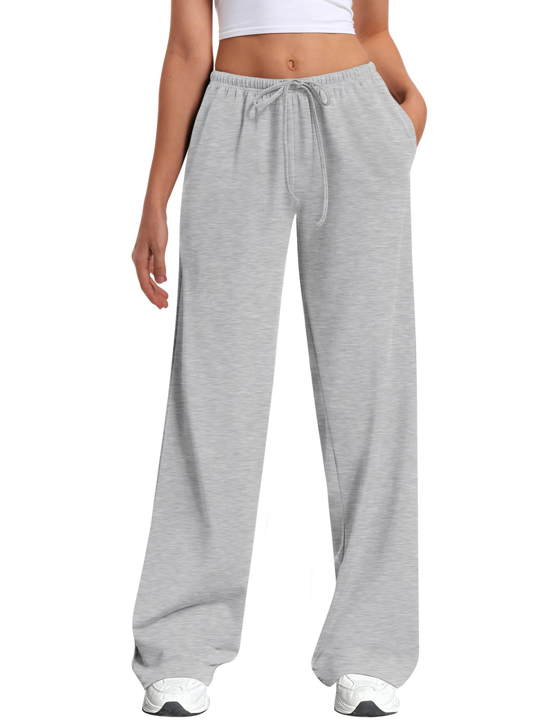 Pantalones deportivos de pierna ancha para mujer europea y americana, holgados, de cintura baja, con cordón elástico y bolsillos._voghion.com