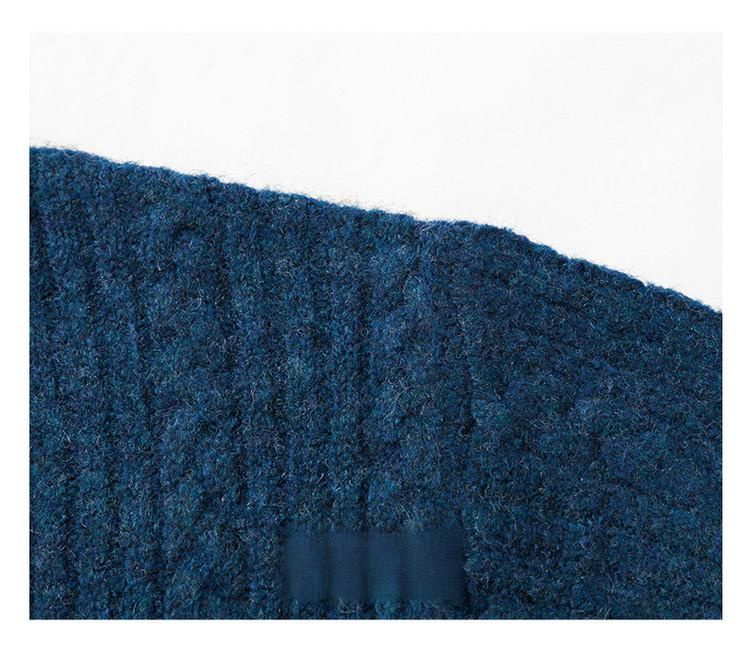 Men's Twisted Knit V-Neck Sweater Style Casual Pullover With Loose Fit, Solid Color For Autumn & Winter_voghion.com