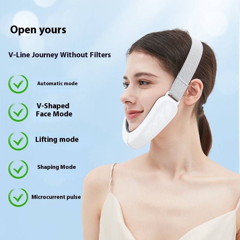 Professionelles EMS-Mikrostrom-Gesichtsmassagegerät für V-Lift und Abnehmen – Tragbares, intelligentes Schönheitsgerät mit wiederaufladbarem Akku (Weiß/Pink)_voghion.com