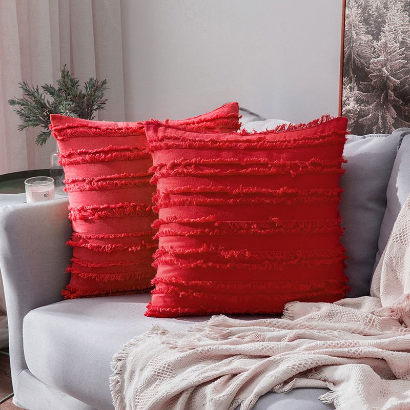 Fodera per cuscino in cotone e lino con frange bohémien - Fodera per cuscino in stile scandinavo minimalista moderno per divano, letto, sedia_voghion.com