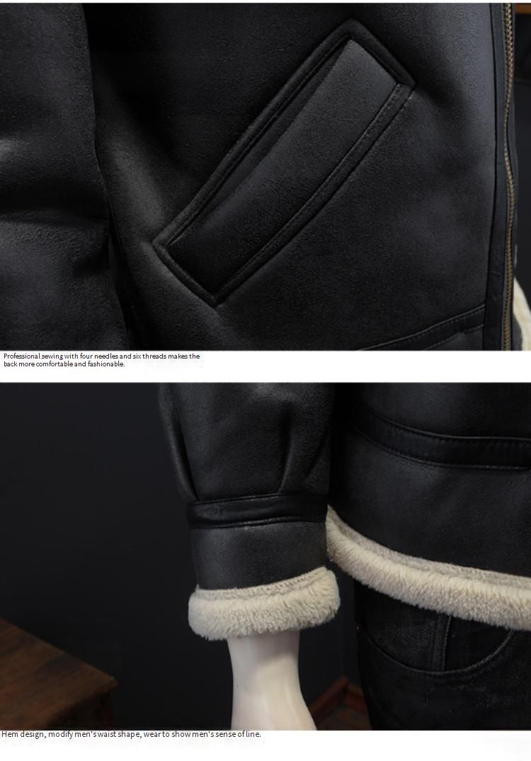 Men's Winter Biker Jacket - Faux Leather & Fleece Lined Windproof Coat With Zipper Closure (Black, Sizes M-5XL)_voghion.com