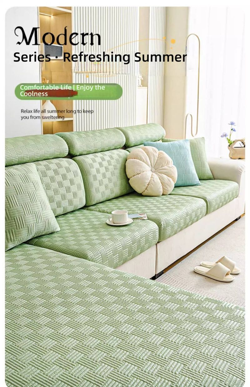 Copridivano rinfrescante estivo – Copridivano antiscivolo in seta ghiacciata con tessuto traspirante (universale per divani e divanetti)_voghion.com