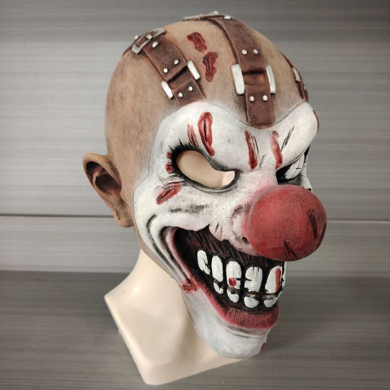 Masque d'horreur en latex pour clown au nez rouge pour Halloween, fête, PNJ, évasion de salle secrète, maison hantée, atmosphère_voghion.com