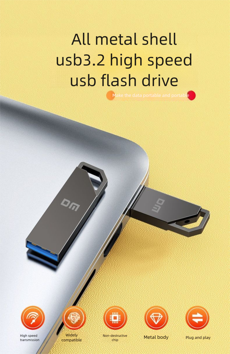 DM Damai High-Speed USB 3.2 Metaal 32GB/64GB/128GB Mini Auto Computer Kantoor Kleine Flash Drive_voghion.com