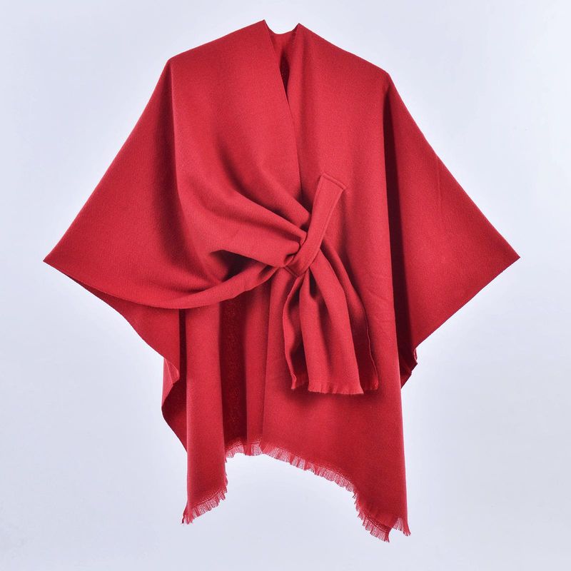 Uusi tuote, eurooppalainen ja amerikkalainen tupsuhihnahuivi, yksinkertainen pidennetty jacquard lämmin viitta_voghion.com