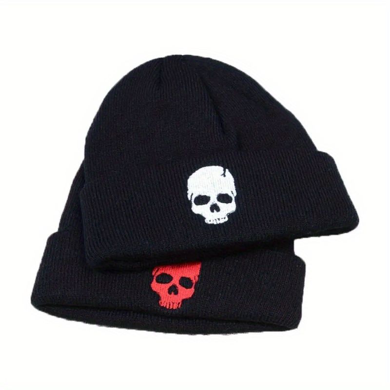 Knitted Wool Cap Skull Pattern Hip Hop Winter Beanies Streetwear Accessories_voghion.com