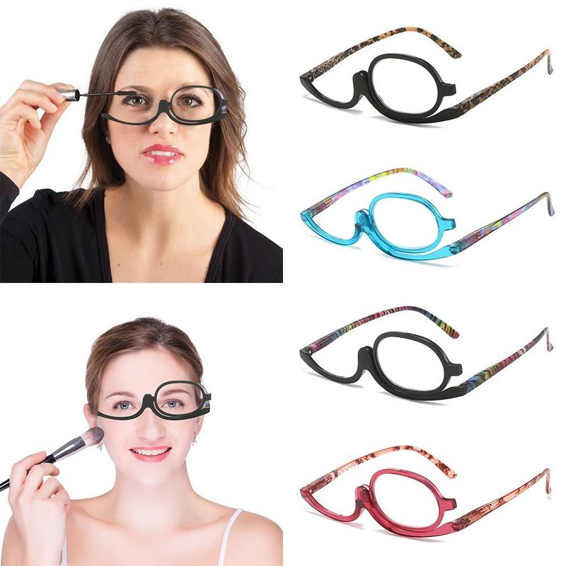 Moda 1Pc Portatile Ingrandimento Rotante Occhiali da Trucco Lenti Flip Down Colorate Montatura Donne Cosmetici Lettori Diottrie_voghion.com