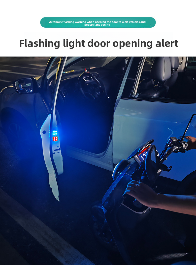 Auto-Warntürbeleuchtung, LED, bunt, blinkend, Atmosphäre, Willkommens-Antikollisions-Anti-Heck-Licht, keine Verkabelung erforderlich_voghion.com