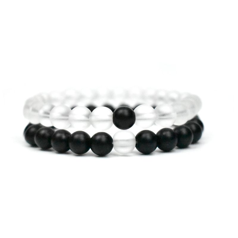 Braccialetto europeo e americano in pietra naturale da 8 mm con perline in agata bianca e pino, cordino elastico, gioielli di moda_voghion.com