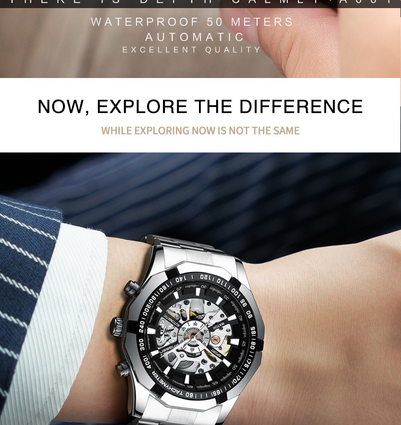Orologio meccanico da uomo Orologio da uomo Marchio impermeabile Business Tourbillon Orologio cavo_voghion.com