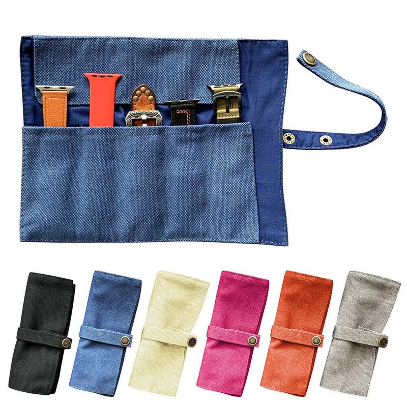 Nylon Canvas Watch Band Roll Organizer - Portable Travel Storage Case For Watches_voghion.com