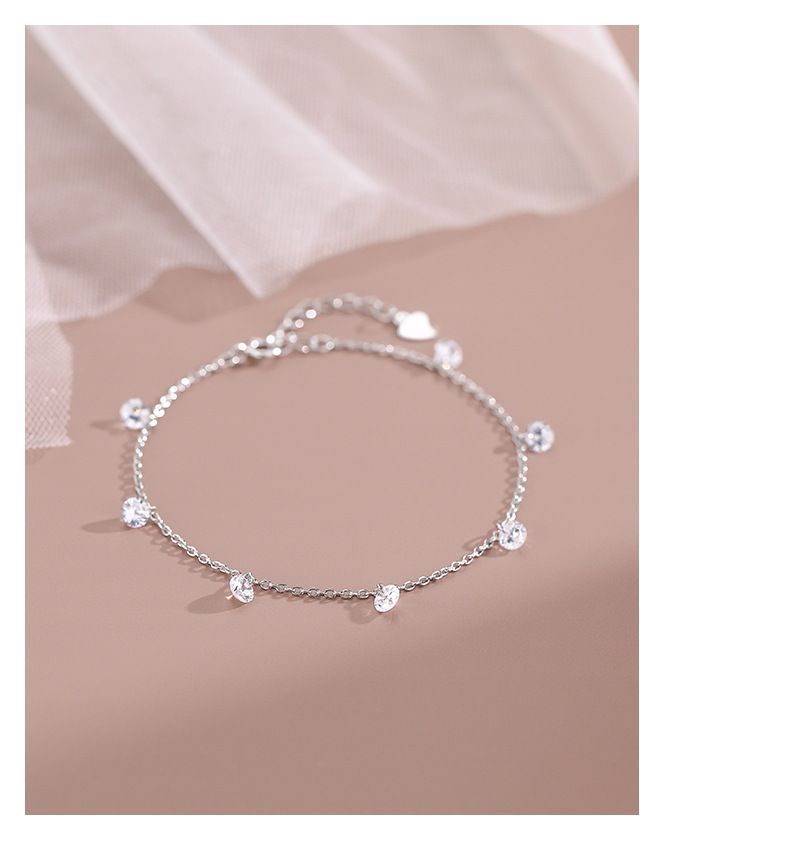 Pulsera brillante de plata pura para mujer, ligera, lujosa, versátil, fresca, simple, elegante, con personalidad de circonita._voghion.com