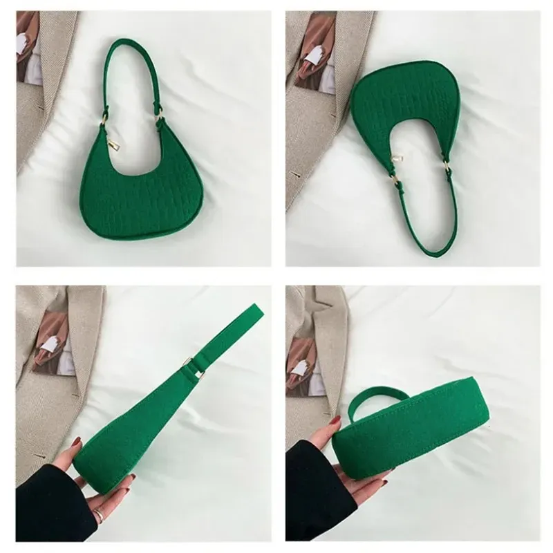Retro Casual Damen Handtasche Reiner Filz Modische Unterwäsche Tasche Highend N Schulter Einfarbig Müll 250225l_voghion.com