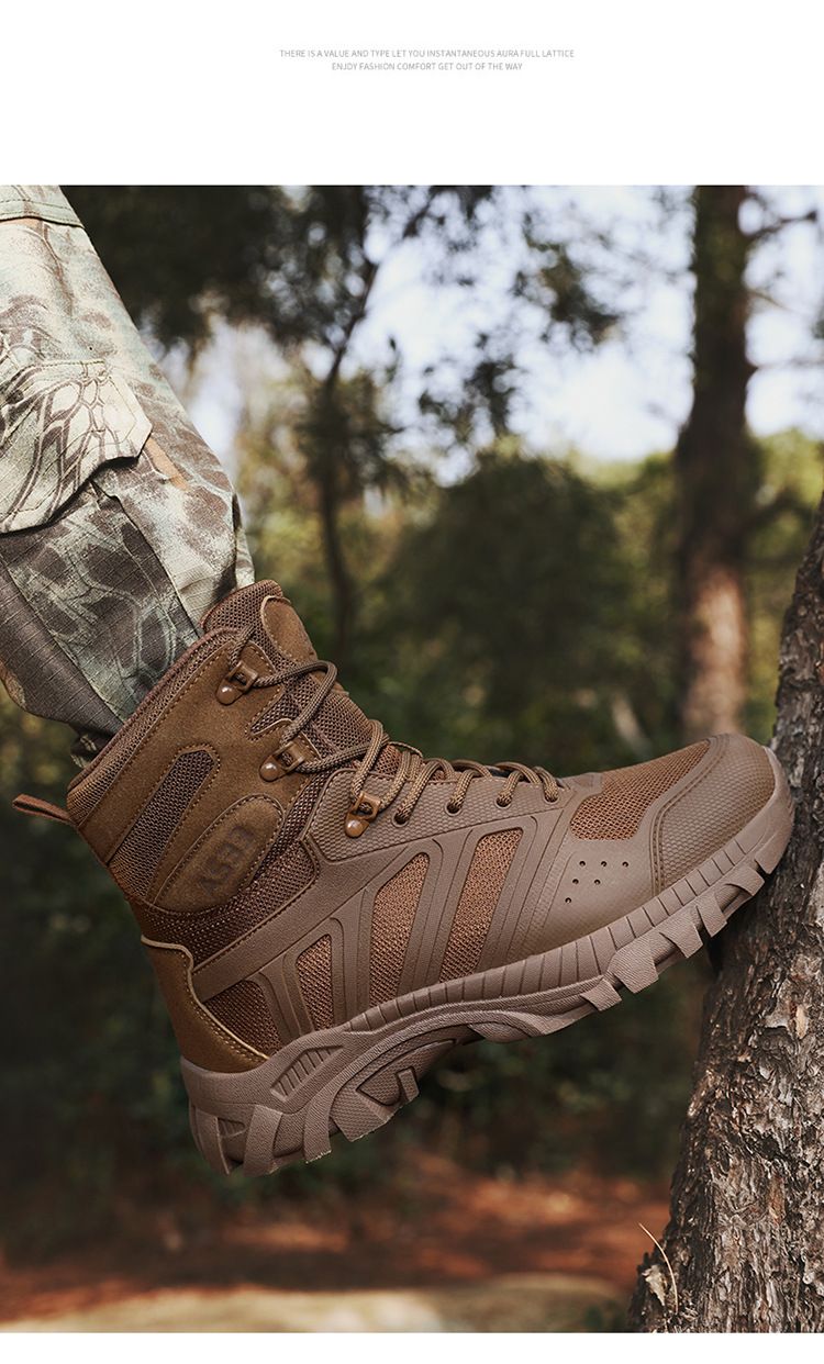 Stivali militari taglie forti per uomo, stivali da trekking tattici da deserto alti per uomo_voghion.com