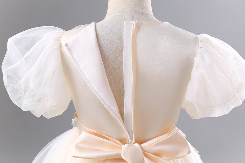 Girl's formal princess trailing dress, mesh screen, children's performance_voghion.com
