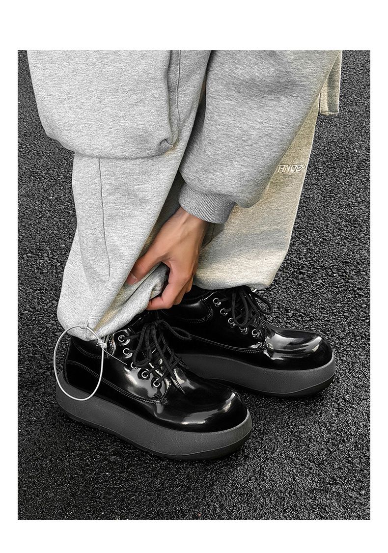 Men's Chunky Derby Boots Retro Motorcycle Style High Top Martin Boots In Yellow/Black/Brown - Fashionable & Comfortable_voghion.com