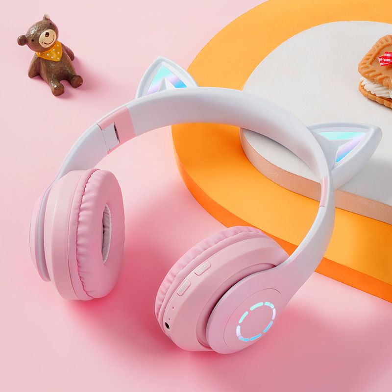 New Over-Ear Technology LED Light Gaming Wireless Card Slot Bluetooth Headphones Gradient Durability Upgrade_voghion.com