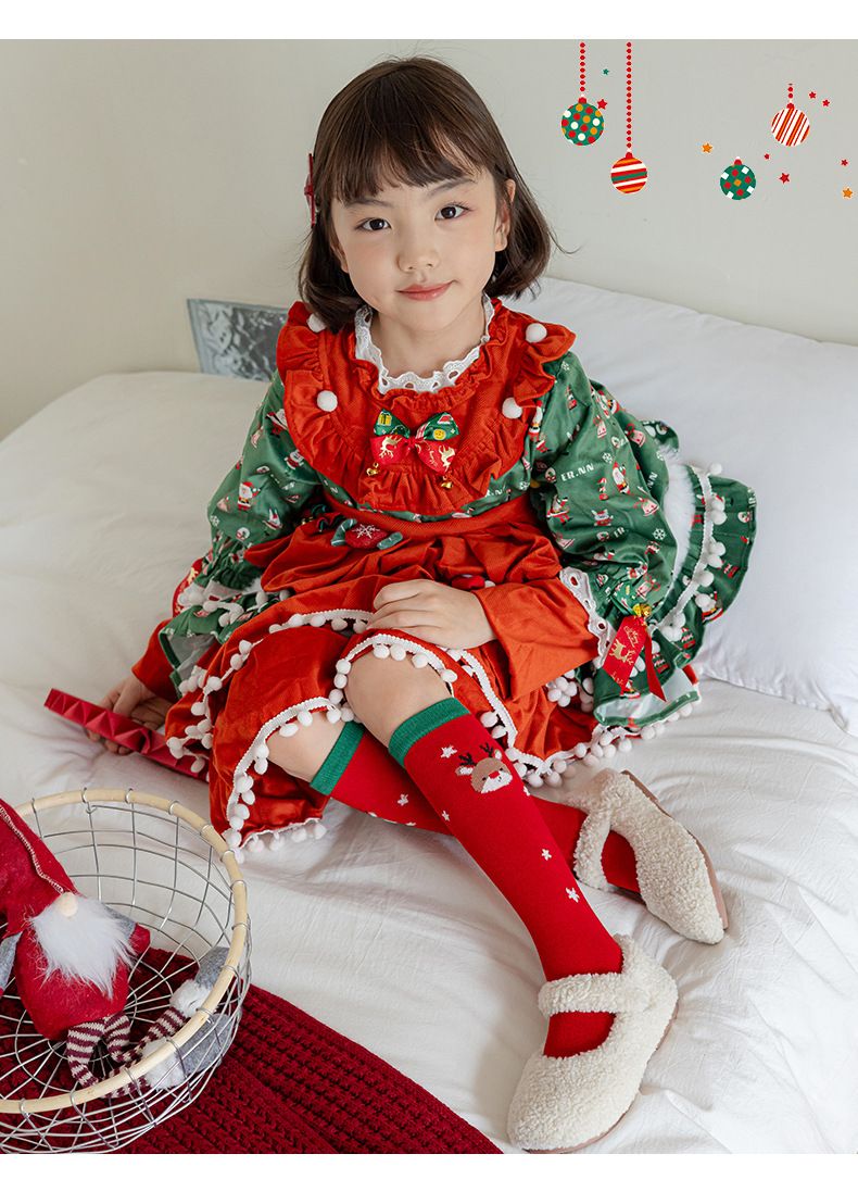 Calzini di Natale per bambine, autunno e inverno, piccoli, per la scuola media, per bambini più grandi, con cartoni animati, rossi, per il nuovo anno, calzini tubolari medi per neonati_voghion.com