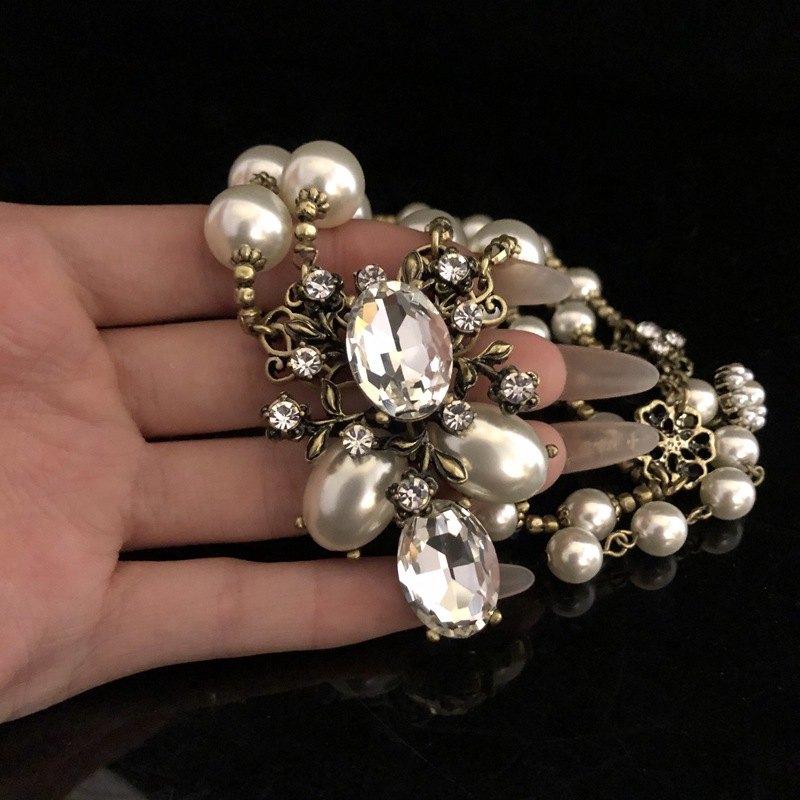 Nieuwe mode parel zirkoon bloem ketting oorbellen set hot selling dames sieraden parel trui ketting_voghion.com