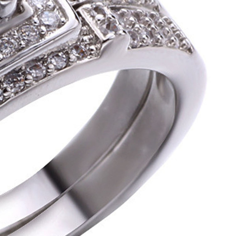 Shuosbai 1 Pair Couple Rings Geometric Rhinestones Jewelry Exquisite Bright Luster Rings for Wedding_voghion.com