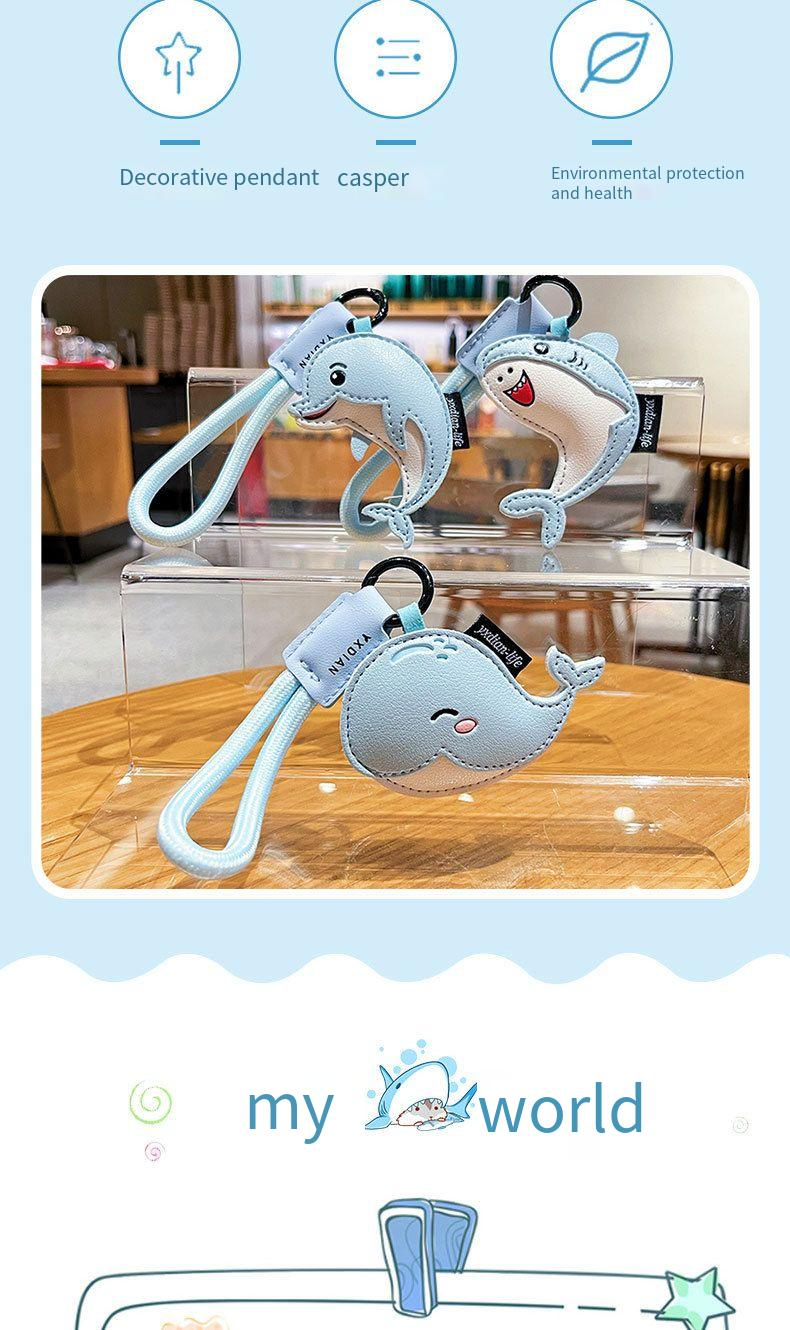 Kreative süße Marine Tier Leder Schlüsselanhänger Cartoon High Sense Whale Shark Paar Tasche Anhänger Geschenk_voghion.com