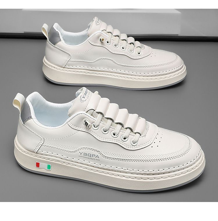 Lässige Slip-On-Sneaker für Herren – leichte, atmungsaktive Slipper aus PU-Leder mit rutschfester Sohle für den täglichen Gebrauch (Weiß/Schwarz/Beige)_voghion.com