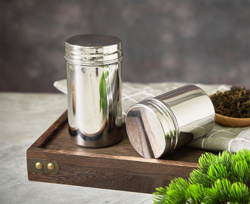 Stainless Steel Sealed Storage Jar, Portable Airtight Food Storage Container Canister for Coffee Beans Flour Cereal Suga_voghion.com