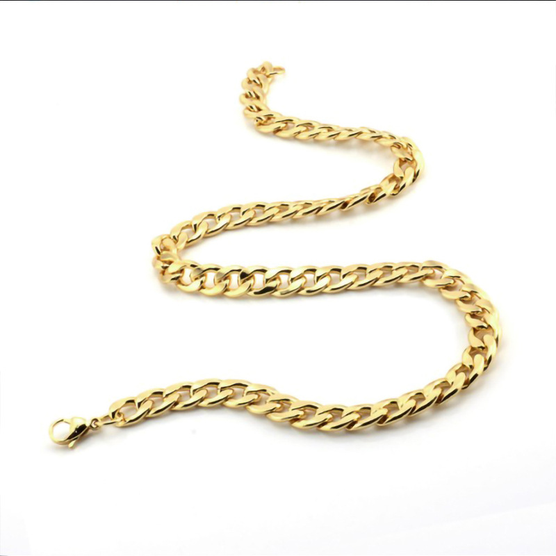 gioielli classico dominante serpente catena osso collana oro uomo 5mm di spessore collana in acciaio al titanio_voghion.com
