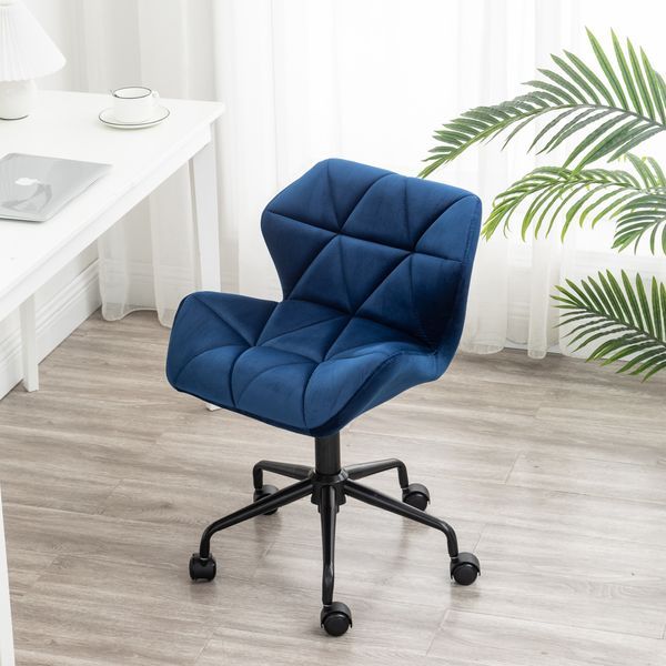 Eldon Diamond Tufted Adjustable Swivel Office Chair, Blue_voghion.com