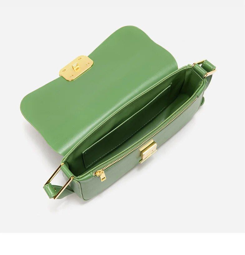 Summer New Fashion Cream Green Underarm Stuffed Square Button Shoulder Bag_voghion.com