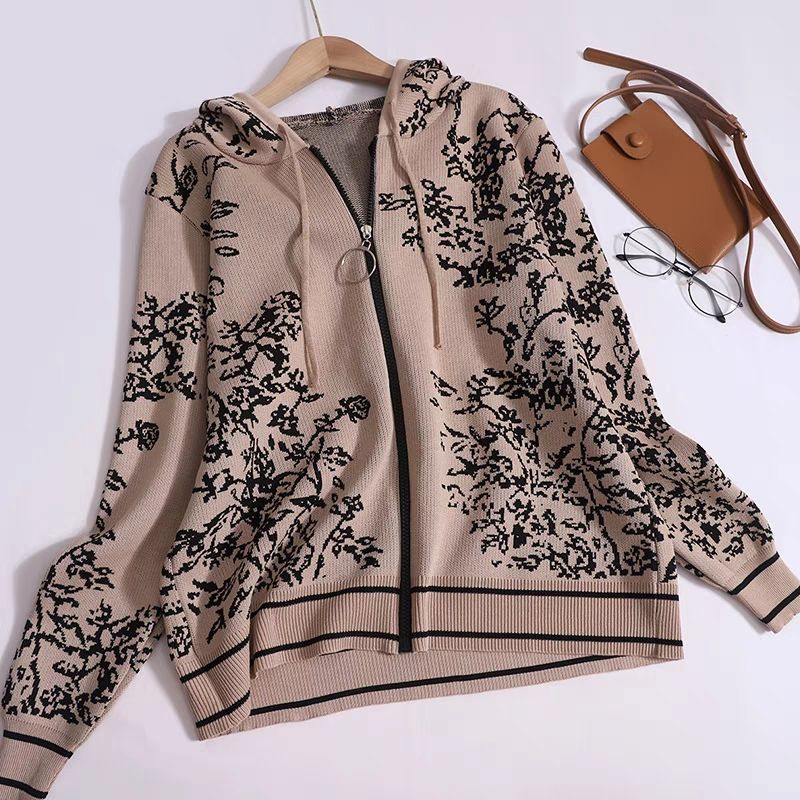 Kadınlar için kadın moda örme takım elbise kapüşonlu kazak geniş bacak pantolon iki parçalı set modaya uygun_voghion.com