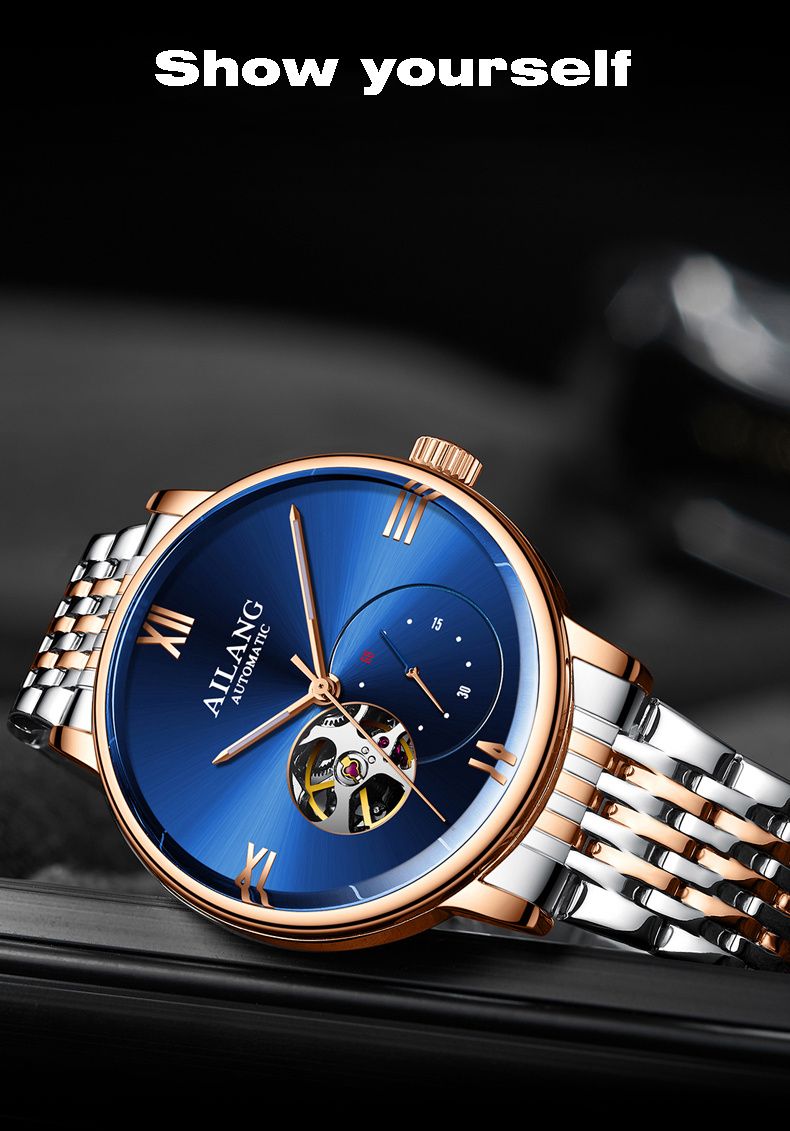 AILANG Orologio da polso da uomo classico con tourbillon, impermeabile, automatico, in acciaio inossidabile, di lusso_voghion.com