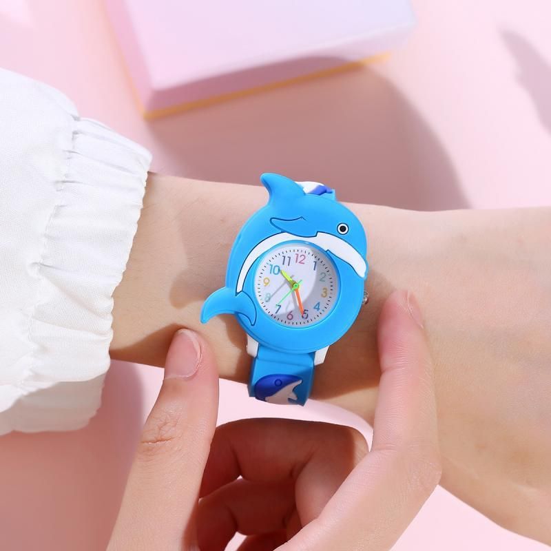 Cartoon Children's Watch Silicone 3D Student Cute Quartz Watch Dream Childlike Interest Dolphin Pattern Watch_voghion.com