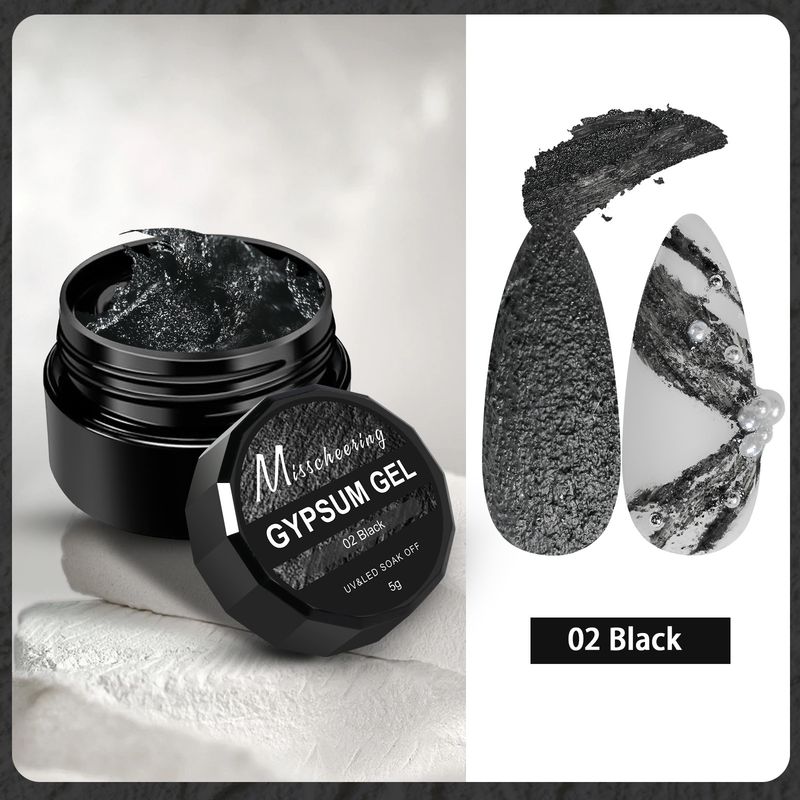 Japanese No-Wash Nail Art Gypsum 3D Relief Painting Sand Texture Black And White Micro Carving Glue_voghion.com