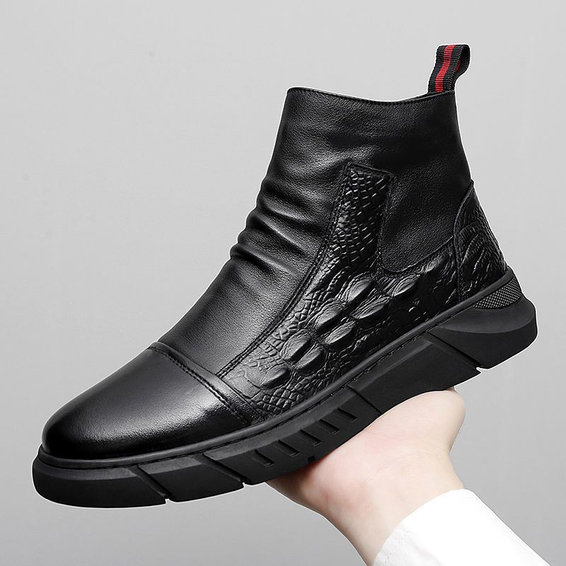 Factory Direct sales Martin boots men's crocodile pattern spring and autumn high-top shoes men's Korean style trendy British style tooling fashion sho_voghion.com