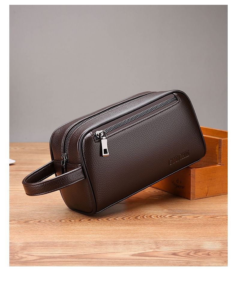 New Men's High Quality Large Capacity Business And Leisure Soft Leather Multi Pocket Handbag For Men_voghion.com