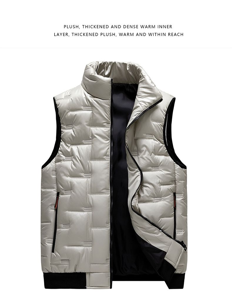 Men's Multi-Pocket Stand Collar Vest Jacket - Lightweight Warm Fleece Lined Slim Fit Casual Outerwear For Winter (Grey/Black/Khaki, Sizes M-8XL)_voghion.com